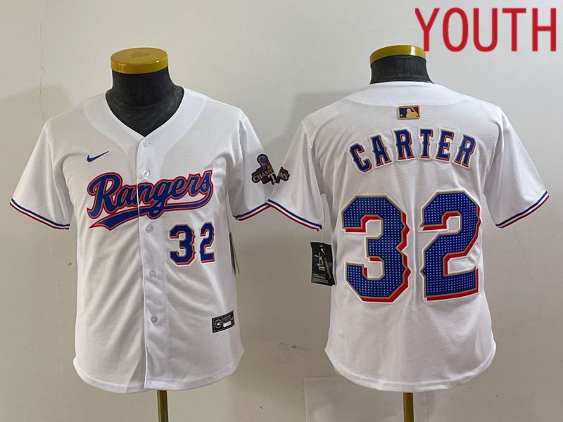 Youth Texas Rangers #32 Carter White Champion Game Nike 2024 MLB Jersey style 4